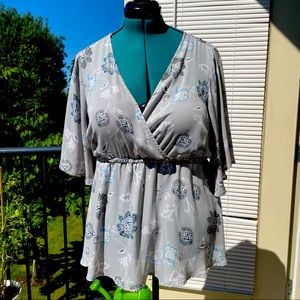 Torrid Size 0 Floral Faux Wrap Babydoll Blouse